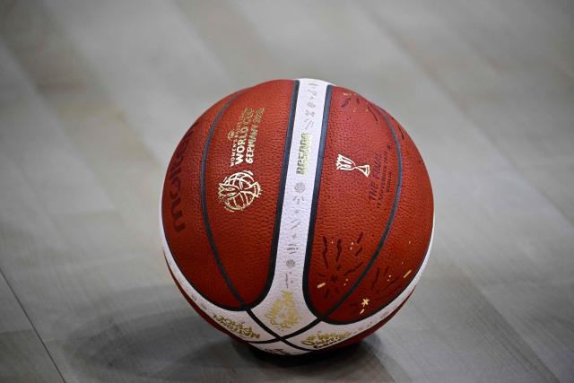 The official ball is seen during the 2026 FIBA Women’s Basketball World Cup final game between the United States and France in Berlin on September 13, 2026. (Photo by Tobias SCHWARZ / AFP)