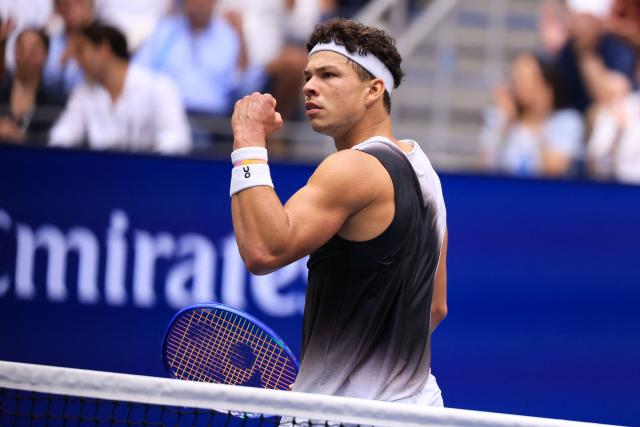 USA's Ben Shelton reacts after a point against Germany's Alexander Zverev during the men's singles final tennis match on day fifteen of the US Open tennis tournament at the USTA Billie Jean King National Tennis Center in New York City on September 13, 2026. (Photo by CHARLY TRIBALLEAU / AFP)