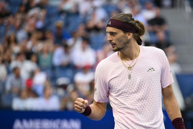 Germany's Alexander Zverev reacts as he plays USA's Ben Shelton during the men's singles final tennis match on day fifteen of the US Open tennis tournament at the USTA Billie Jean King National Tennis Center in New York on September 13, 2026. (Photo by ANGELA WEISS / AFP)