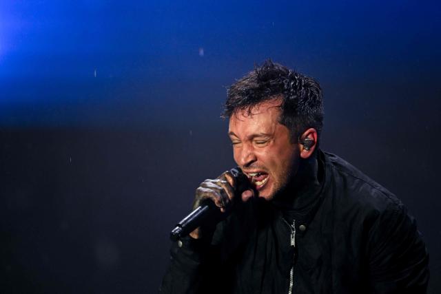 Singer Tyler Joseph from the band Twenty One Pilots performs during the last night of Rock in Rio music festival at the Rio 2016 Olympic Park in Rio de Janeiro, Brazil on September 14, 2026. (Photo by MAURO PIMENTEL / AFP)