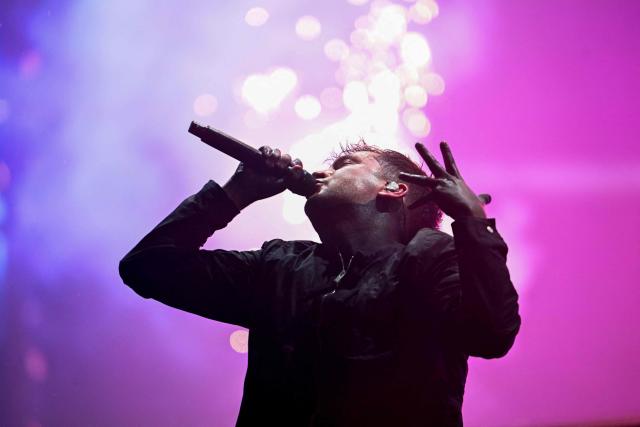 Singer Tyler Joseph from the band Twenty One Pilots performs during the last night of Rock in Rio music festival at the Rio 2016 Olympic Park in Rio de Janeiro, Brazil on September 14, 2026. (Photo by MAURO PIMENTEL / AFP)