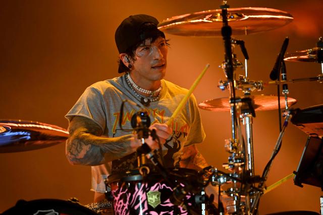 Drummer Josh Dun from the band Twenty One Pilots performs during the last night of Rock in Rio music festival at the Rio 2016 Olympic Park in Rio de Janeiro, Brazil on September 14, 2026. (Photo by MAURO PIMENTEL / AFP)
