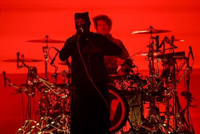Singer Tyler Joseph and drummer Josh Dun from the band Twenty One Pilots perform during the last night of Rock in Rio music festival at the Rio 2016 Olympic Park in Rio de Janeiro, Brazil on September 14, 2026. (Photo by MAURO PIMENTEL / AFP)