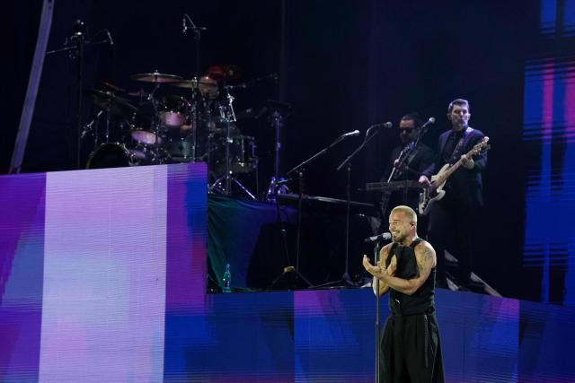 Puerto Rican singer Ricky Martin performs on stage during the Cordillera music festival at the Simon Bolivar park in Bogota on September 13, 2026. (Photo by Alejandro GONZALEZ / AFP)