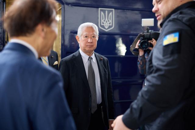 Speaker of the House of Representatives of Japan Eisuke Mori arrives at Kyiv railway station amid Russian invasion of Ukraine on his first visit to Ukraine as speaker, during which he is due to meet senior Ukrainian officials to reaffirm Japan's solidarity with Ukraine, on September 14, 2026. (Photo by AFP)