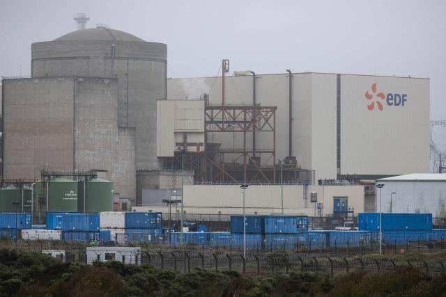 This photograph shows the EDF logo near a reactor at the Gravelines nuclear power plant in Gravelines, northern France, on September 14, 2026. (Photo by Sameer Al-DOUMY / AFP)