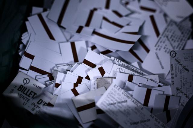 This photograph shows Parisian metro tickets stored at the RATP maintenance centre in Paris on September 14, 2026. These tickets will be permanently phased out at the end of 2026, replaced by digital passes. (Photo by Anne-Christine POUJOULAT / AFP)