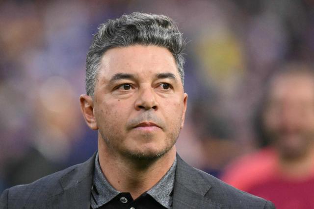 (FILES) River Plate head coach Marcelo Gallardo gestures during the 2024 Argentine Professional Football League tournament match between Boca Juniors and River Plate at the Alberto Jose Armando 'La Bombonera' stadium, in Buenos Aires on September 21, 2024. Argentine coach Marcelo Gallardo, a multiple-time champion with River Plate, will lead the Ecuador national team in the 2030 World Cup qualifiers, the Ecuadorian Soccer Federation announced on September 13, 2026. (Photo by Luis ROBAYO / AFP)