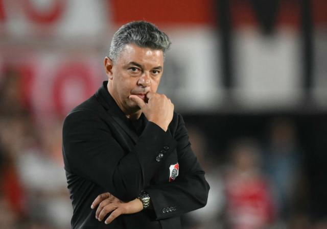 (FILES) River Plate's head coach Marcelo Gallardo gestures during the Argentine Professional Football League 2026 Apertura Tournament match between River Plate and Banfield at the Mas Monumental Stadium in Buenos Aires on February 26, 2026. Argentine coach Marcelo Gallardo, a multiple-time champion with River Plate, will lead the Ecuador national team in the 2030 World Cup qualifiers, the Ecuadorian Soccer Federation announced on September 13, 2026. (Photo by Luis ROBAYO / AFP)