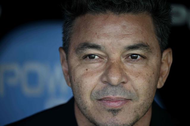 (FILES) River Plate's coach Marcelo Gallardo looks on during the Argentine Professional Football League tournament match against Racing Club at the Presidente Peron stadium in Avellaneda, on October 23, 2022. Argentine coach Marcelo Gallardo, a multiple-time champion with River Plate, will lead the Ecuador national team in the 2030 World Cup qualifiers, the Ecuadorian Soccer Federation announced on September 13, 2026. (Photo by Luis ROBAYO / AFP)