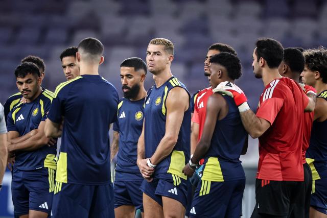 Al-Nassr's Portuguese forward #07 Cristiano Ronaldo attends a training session on the eve of the AFC Champions League Elite (ACL) match between Al-Ain FC and Saudi's Al-Nassr FC, at the Azza Bin Zayed stadium in al-Ain on September 14, 2026. (Photo by FADEL SENNA / AFP)