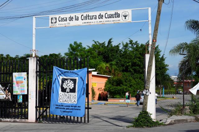 A view of the entrance to the House of Culture in Cuautla, Morelos state, Mexico on September 14, 2026. A Spanish college student was murdered in Mexico, where she was participating in an exchange program, local authorities reported on September 14, 2026. Claudia Tacoronte Aguilera, 21, was stabbed in Cuautla, less than a two-hour drive from Mexico City, on the night of September 12. The crime in which she was the victim of "an alleged robbery involving a knife," according to the local cultural center, is under investigation as a suspected femicide. (Photo by Miguel BAÑUELOS / AFP)