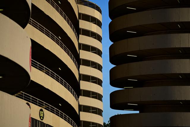 Evening sunlight shines upon the San Siro Stadium ahead of the Italian Serie A football match between Inter Milan and Udinese in Milan, Italy on September 14, 2026 (Photo by Piero CRUCIATTI / AFP)