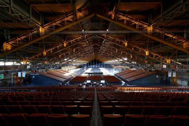 This photograph shows a view of the Tony Garnier Hall on the sidelines of a visit by members of the International Olympic Committee (IOC) Coordination Commission in Lyon on September 14, 2026. (Photo by Alex MARTIN / AFP)