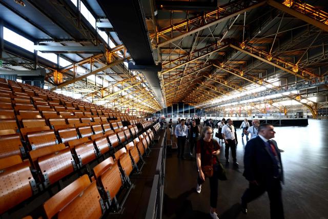 This photograph shows a view of the Tony Garnier Hall on the sidelines of a visit by members of the International Olympic Committee (IOC) Coordination Commission in Lyon on September 14, 2026. (Photo by Alex MARTIN / AFP)