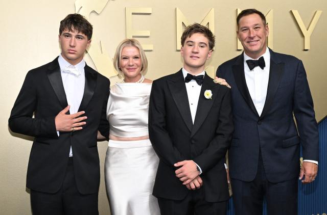 US actor Arlan Ruf (2R) and his family arrive for the 78th Primetime Emmy Awards at the Peacock Theatre at LA Live in Los Angeles on September 14, 2026. (Photo by LISA O'CONNOR / AFP)