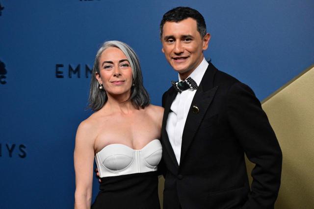 Jimena Duran and Colombian actor Carlos Manuel Vesga arrives for the 78th Primetime Emmy Awards at the Peacock Theatre at LA Live in Los Angeles on September 14, 2026. (Photo by Frederic J. Brown / AFP)