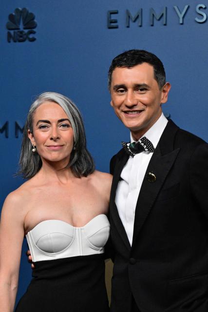Jimena Duran and Colombian actor Carlos Manuel Vesga arrives for the 78th Primetime Emmy Awards at the Peacock Theatre at LA Live in Los Angeles on September 14, 2026. (Photo by Frederic J. Brown / AFP)