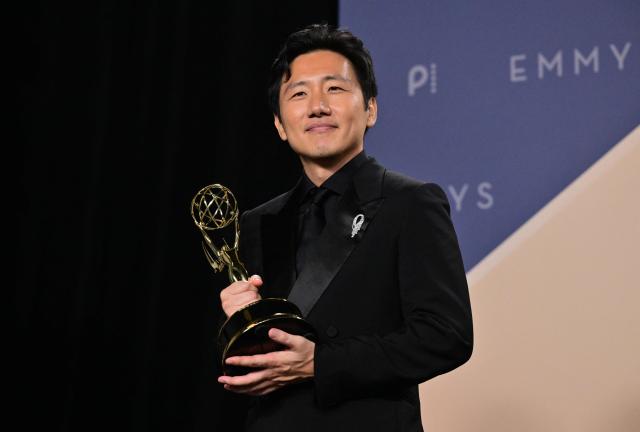 Japanese director Hiro Murai winner of Outstanding Directing for a Comedy Seriesfor "Welcome to Widow's Bay" episode from "Widow's Bay" poses in the press room during the 78th Primetime Emmy Awards at the Peacock Theatre at LA Live in Los Angeles on September 14, 2026. (Photo by Frederic J. Brown / AFP)