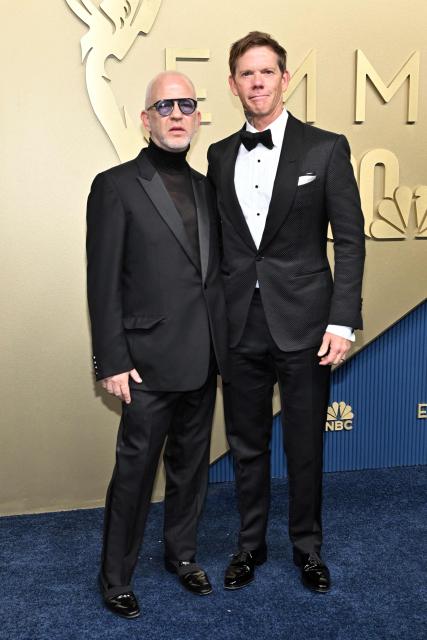 US TV writer Ryan Murphy and husband David Miller arrive for the 78th Primetime Emmy Awards at the Peacock Theatre at LA Live in Los Angeles on September 14, 2026. (Photo by LISA O'CONNOR / AFP)