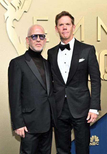 US TV writer Ryan Murphy and husband David Miller arrive for the 78th Primetime Emmy Awards at the Peacock Theatre at LA Live in Los Angeles on September 14, 2026. (Photo by LISA O'CONNOR / AFP)