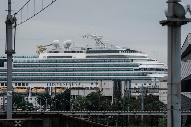 The Costa Serena, a 290-metre-long cruise ship that will be used as an accommodation facility for athletes and officials during the 2026 Asian Games, is seen at the Port of Nagoya in Nagoya, Aichi prefecture on September 15, 2026. (Photo by Fred Mery / AFP)