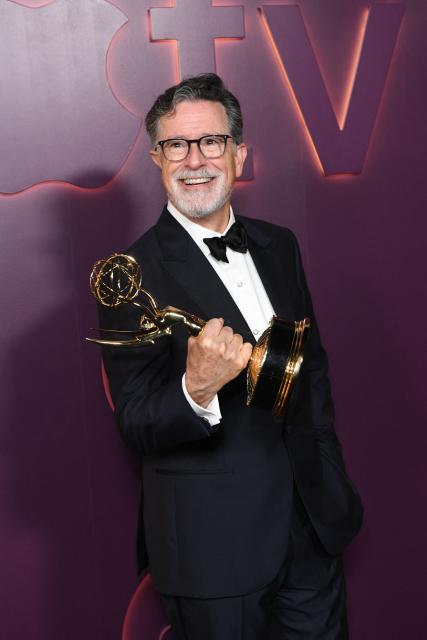 US comedian and writer Stephen Colbert attends the Apple TV 2026 Emmy nominees party at NYA Studios West in Hollywood, California on September 14, 2026. (Photo by Unique Nicole / AFP)