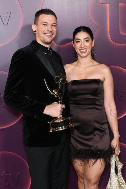 Matt Yocum and Ana Bascha Yocum attend the Apple TV 2026 Emmy nominees party at NYA Studios West in Hollywood, California on September 14, 2026. (Photo by Unique Nicole / AFP)