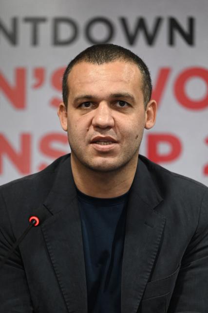 (FILES) President of the International Boxing Association (IBA) Umar Kremlev speaks during a joint press conference with the Boxing Federation of India (BFI) in New Delhi on November 9, 2022. A Russian businessman with ties to the Kremlin paid for celebrations after the wedding of President Donald Trump's eldest son and his new bride, the couple confirmed on September 14, 2026. Donald Trump Jr. and Bettina Trump said in a jointly signed post on Bettina's Instagram account that their "dear friend" Umar Kremlev "very generously hosted two incredible nights" of festivities in the Bahamas in May. (Photo by Sajjad HUSSAIN / AFP)