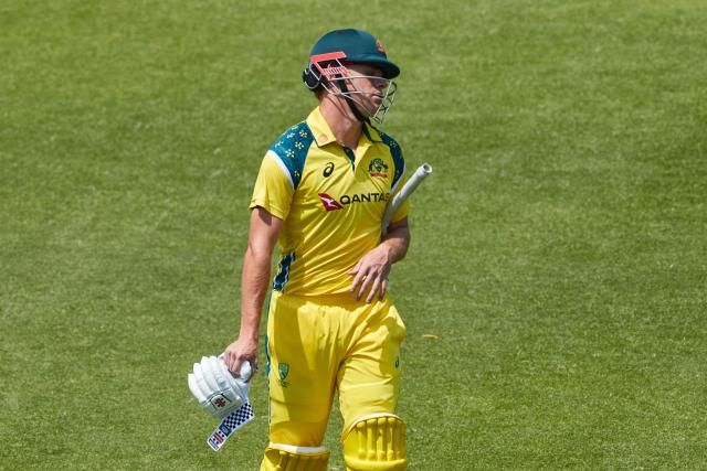 Australia's Cooper Connolly walks off the field after loosing his wicket moments after reaching 50 runs during the first One Day International series played between hosts Zimbabwe and  Australia at Harare Sports Club on September 15, 2026 in Harare. (Photo by Jekesai NJIKIZANA / AFP)