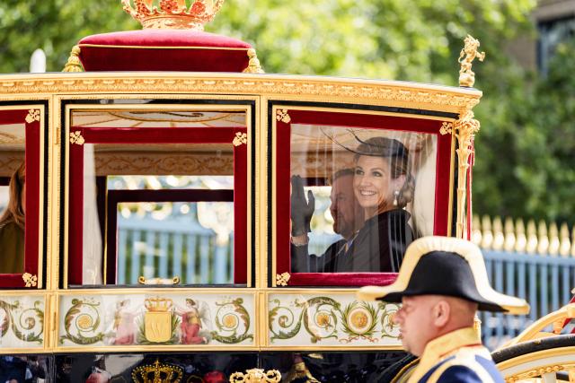 Dutch King Willem-Alexander and Queen Maxima leave the Noordeinde Palace after a ceremony for the opening of First and Second Chambers, in The Hague on September 15, 2026. (Photo by Jeroen Jumelet / ANP / AFP) / Netherlands OUT