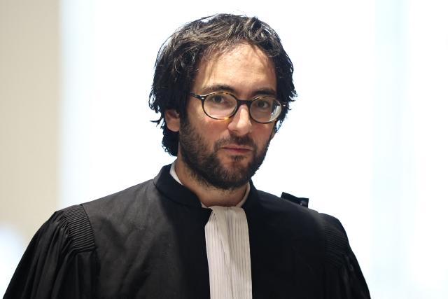 French lawyer Dylan Slama, representing defendant Remy Daillet, arrives for the opening of his alleged far-right conspiracist group's trial, at the Paris courthouse in the Batignolles district, in Paris on September 15, 2026. (Photo by SIMON WOHLFAHRT / AFP)