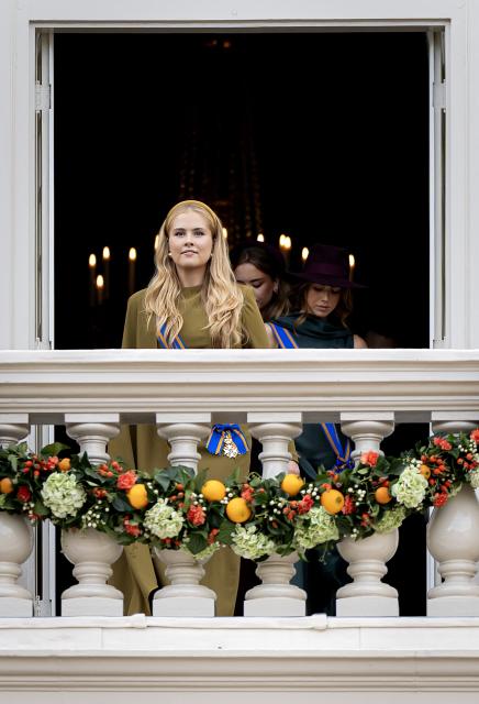 Princess Amalia stands on the balcony of Noordeinde Palace on Budget Day (Prinsjesdag) in The Hague on September 15, 2026. (Photo by Ramon van Flymen / ANP / AFP) / Netherlands OUT