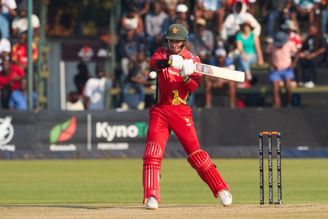 Zimbabwe's Craig Ervine plays a shot during the first One Day International series played between hosts Zimbabwe and  Australia at Harare Sports Club on September 15, 2026 in Harare. (Photo by Jekesai NJIKIZANA / AFP)