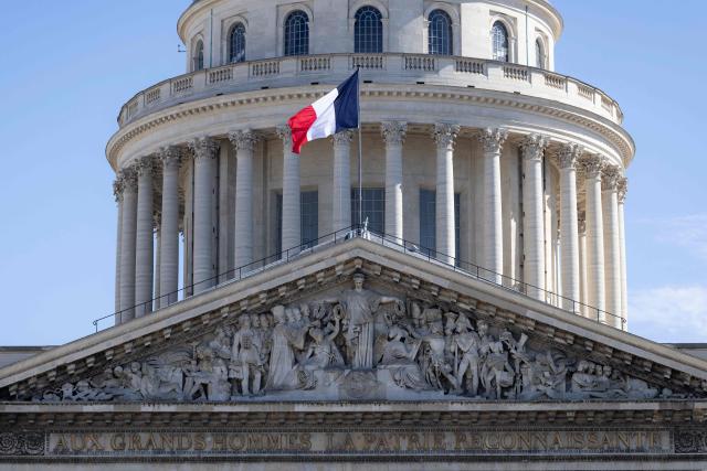 This photograph shows the facade of the Pantheon designed by French architect Jacques-Germain Soufflot (1713-1780), in Paris on September 15, 2026. (Photo by Kenzo TRIBOUILLARD / AFP)