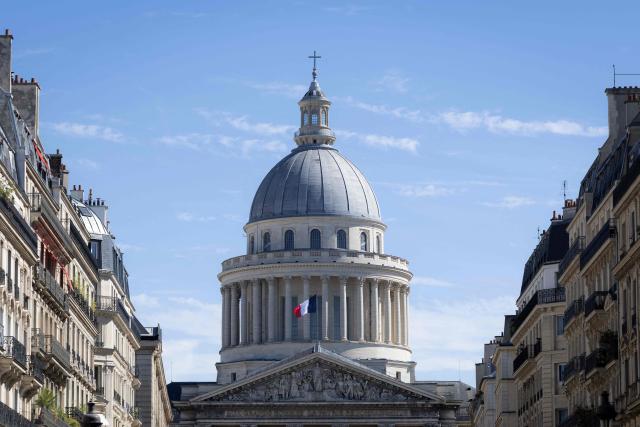 This photograph shows the facade of the Pantheon designed by French architect Jacques-Germain Soufflot (1713-1780), in Paris on September 15, 2026. (Photo by Kenzo TRIBOUILLARD / AFP)