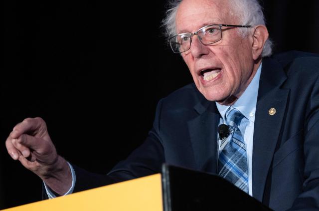 US Senator Bernie Sanders, Independent of Vermont, speaks during the The Pro-Human Assembly, convening the leadership of nearly every constituency of the pro-human movement in the wake of the rise of artificial intelligence, in Washington, DC, September 15, 2026. The event is organized by the "Future of Life Institute," an advocacy group calling for human control of AI, avoiding concentration of power, and strong oversight. (Photo by SAUL LOEB / AFP)