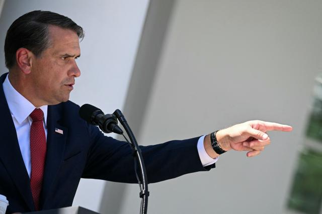 US Attorney General Todd Blanche takes questions from reporters during a briefing at the White House in Washington, DC, on September 15, 2026. (Photo by Brendan SMIALOWSKI / AFP)
