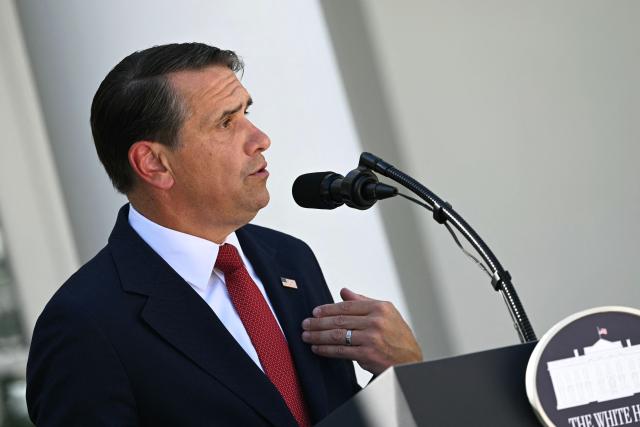 US Attorney General Todd Blanche speaks during a briefing at the White House in Washington, DC, on September 15, 2026. (Photo by Brendan SMIALOWSKI / AFP)
