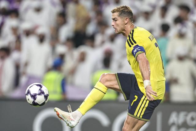 Nassr's Portuguese forward #07 Cristiano Ronaldo controls the ball during the AFC Champions League Elite (ACL) football match between Al-Ain and Al-Nassr at the Azza Bin Zayed stadium in Al-Ain on September 15, 2026. (Photo by Fadel SENNA / AFP)