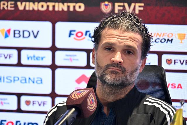 Venezuela's head coach Oswaldo Vizcarrondo gives a press conference in Caracas on September 15, 2026, ahead of the friendly matches against Japan, South Korea, and Jordan. (Photo by Juan BARRETO / AFP)