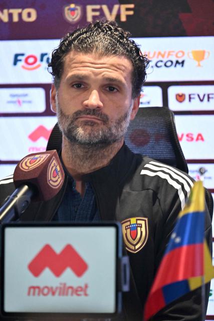 Venezuela's head coach Oswaldo Vizcarrondo gives a press conference in Caracas on September 15, 2026, ahead of the friendly matches against Japan, South Korea, and Jordan. (Photo by Juan BARRETO / AFP)