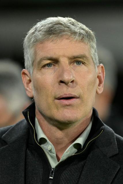 Platense's head coach Martin Palermo looks on ahead of the Copa Libertadores quarter-final second leg football match between Argentina's Platense and Brazil's Fluminense at the Ciudad de Vicente Lopez stadium in Vicente Lopez, Buenos Aires province, Argentina on September 15, 2026. (Photo by JUAN MABROMATA / AFP)