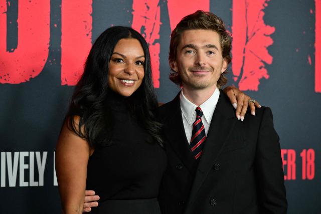 US actress and producer Nicole Brown and US actor Austin Abrams attend the premiere of Columbia Pictures' "Resident Evil" at the United Theater on Broadway in Los Angeles on September 15, 2026. (Photo by Frederic J. Brown / AFP)