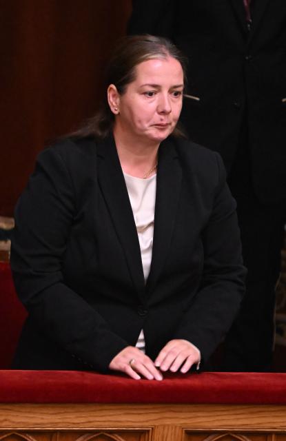 (FILES) Hungarian political scientist Anna Unger, newly elected head of the National Asset Recovery and Asset Protection Office (NVVH) is pictured after the vote at the Parliament in Budapest on August 28, 2026. From overpriced toy motorcycles to a controversial train deal with Egypt, Hungary's new government is seeking to review alleged corruption under ex-premier Viktor Orban.But even the country's new top anti-graft official warns that getting convictions will take many years after pro-EU conservative Peter Magyar's April win. (Photo by Attila KISBENEDEK / AFP)