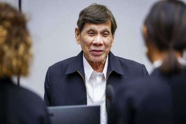 Former Philippine President Rodrigo Duterte appears at the International Criminal Court (ICC) in The Hague on September 16, 2026, during a preparatory session as he faces charges over his “war on drugs,” which killed thousands. Former Philippines president Rodrigo Duterte appeared in person at the International Criminal Court for the first time on September 16, 2026 as he faces charges over his "war on drugs" that killed thousands. The 81-year-old had appeared by video link when he was first brought to the court in The Hague, but had since skipped hearings, with his defence team saying he was too ill. (Photo by Piroschka VAN DE WOUW / ANP / AFP) / Netherlands OUT