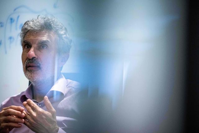 Canadian computer scientist Yoshua Bengio speaks during an interview with AFP in the offices of Law Zero in Montreal, Quebec, on September 15, 2026. Bengio, considered one of the founders of AI, told AFP that humanity is "losing control" of the technology and the world needs guardrails similar to nuclear arms controls. (Photo by ANDREJ IVANOV / AFP)