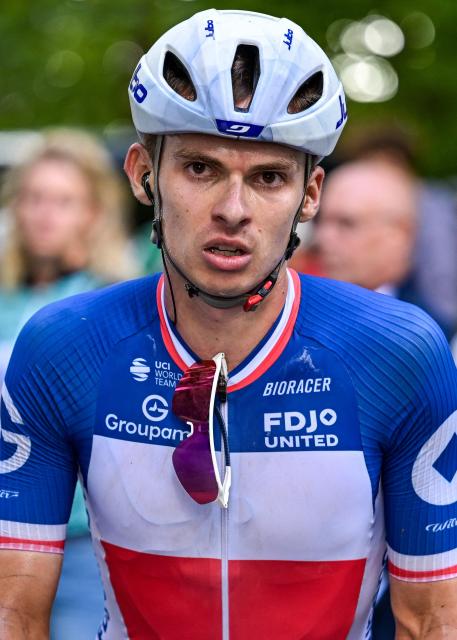 Groupama–FDJ United French cyclist Romain Gregoire looks on after his second place at the end of the one day cycling race Grand Prix de Wallonie 2026 (196,8 km), in Namur on September 16, 2026. (Photo by DAVID PINTENS / Belga / AFP) / Belgium OUT