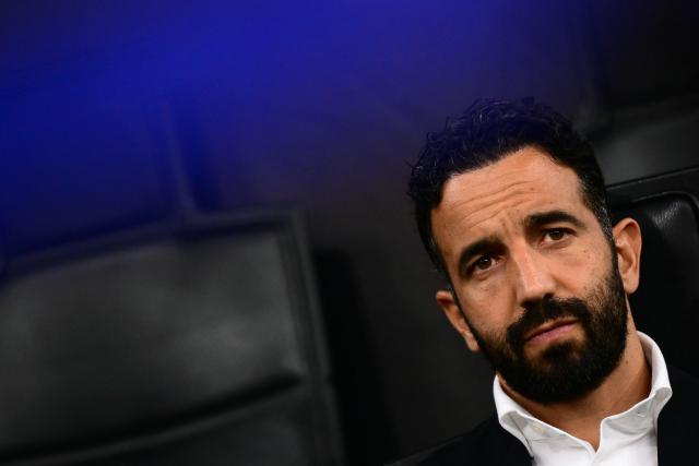 AC Ac Milan’s Portuguese coach Rъben Amorim looks on during the UEFA Europa League 1st round day 1 football match between Ac Milan and Benfica at the San Siro Stadium in Milan on September 16, 2026. (Photo by Marco Bertorello / AFP)