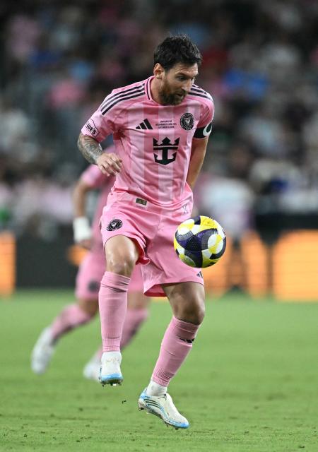 Inter Miami's Argentine forward #10 Lionel Messi controls the ball during the Campeones Cup final football match between Inter Miami CF and Mexico's Cruz Azul at Nu Stadium in Miami, Florida, on September 16, 2026. (Photo by CHANDAN KHANNA / AFP)